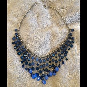 Blue & gold beaded fashion necklace